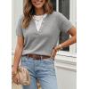 image:imageSHEWIN Womens Sweaters Short Sleeve Color Block Tops Lightweight Summer Spring Shirts Business Casual PulloversGrey