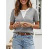 image:imageSHEWIN Womens Sweaters Short Sleeve Color Block Tops Lightweight Summer Spring Shirts Business Casual PulloversGrey