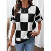 image:imageSHEWIN Womens Tops Crewneck Plaid Short Sleeve Sweater Vest Spring Outfits for Women 2026Black