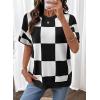 image:imageSHEWIN Womens Tops Crewneck Plaid Short Sleeve Sweater Vest Spring Outfits for Women 2026Black