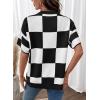 image:imageSHEWIN Womens Tops Crewneck Plaid Short Sleeve Sweater Vest Spring Outfits for Women 2026Black