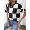 image:imageSHEWIN Womens Tops Crewneck Plaid Short Sleeve Sweater Vest Spring Outfits for Women 2026Black