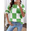 image:imageSHEWIN Womens Tops Crewneck Plaid Short Sleeve Sweater Vest Spring Outfits for Women 2026Green