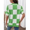 image:imageSHEWIN Womens Tops Crewneck Plaid Short Sleeve Sweater Vest Spring Outfits for Women 2026Green