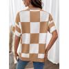 image:imageSHEWIN Womens Tops Crewneck Plaid Short Sleeve Sweater Vest Spring Outfits for Women 2026Khaki