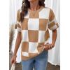 image:imageSHEWIN Womens Tops Crewneck Plaid Short Sleeve Sweater Vest Spring Outfits for Women 2026Khaki