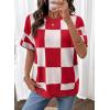 image:imageSHEWIN Womens Tops Crewneck Plaid Short Sleeve Sweater Vest Spring Outfits for Women 2026Red