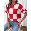 image:imageSHEWIN Womens Tops Crewneck Plaid Short Sleeve Sweater Vest Spring Outfits for Women 2026Red