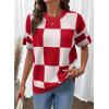 image:imageSHEWIN Womens Tops Crewneck Plaid Short Sleeve Sweater Vest Spring Outfits for Women 2026Red