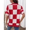 image:imageSHEWIN Womens Tops Crewneck Plaid Short Sleeve Sweater Vest Spring Outfits for Women 2026Red