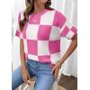 image:imageSHEWIN Womens Tops Crewneck Plaid Short Sleeve Sweater Vest Spring Outfits for Women 2026Rose Pink