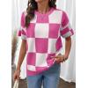 image:imageSHEWIN Womens Tops Crewneck Plaid Short Sleeve Sweater Vest Spring Outfits for Women 2026Rose Pink