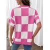 image:imageSHEWIN Womens Tops Crewneck Plaid Short Sleeve Sweater Vest Spring Outfits for Women 2026Rose Pink