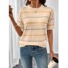 image:imageSHEWIN Womens Tops Crewneck Short Sleeve Sweater Pullover Knit Striped Shirt Spring Outfits for Women 2026Apricot