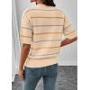 image:imageSHEWIN Womens Tops Crewneck Short Sleeve Sweater Pullover Knit Striped Shirt Spring Outfits for Women 2026Apricot