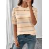 image:imageSHEWIN Womens Tops Crewneck Short Sleeve Sweater Pullover Knit Striped Shirt Spring Outfits for Women 2026Apricot
