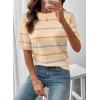 image:imageSHEWIN Womens Tops Crewneck Short Sleeve Sweater Pullover Knit Striped Shirt Spring Outfits for Women 2026Apricot