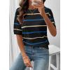 image:imageSHEWIN Womens Tops Crewneck Short Sleeve Sweater Pullover Knit Striped Shirt Spring Outfits for Women 2026Black