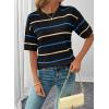 image:imageSHEWIN Womens Tops Crewneck Short Sleeve Sweater Pullover Knit Striped Shirt Spring Outfits for Women 2026Black