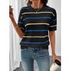 image:imageSHEWIN Womens Tops Crewneck Short Sleeve Sweater Pullover Knit Striped Shirt Spring Outfits for Women 2026Black