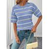 image:imageSHEWIN Womens Tops Crewneck Short Sleeve Sweater Pullover Knit Striped Shirt Spring Outfits for Women 2026Blue