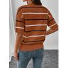 image:imageSHEWIN Womens Tops Crewneck Short Sleeve Sweater Pullover Knit Striped Shirt Spring Outfits for Women 2026Brown
