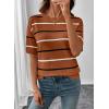 image:imageSHEWIN Womens Tops Crewneck Short Sleeve Sweater Pullover Knit Striped Shirt Spring Outfits for Women 2026Brown