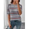 image:imageSHEWIN Womens Tops Crewneck Short Sleeve Sweater Pullover Knit Striped Shirt Spring Outfits for Women 2026Gray