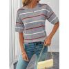 image:imageSHEWIN Womens Tops Crewneck Short Sleeve Sweater Pullover Knit Striped Shirt Spring Outfits for Women 2026Gray