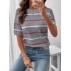 image:imageSHEWIN Womens Tops Crewneck Short Sleeve Sweater Pullover Knit Striped Shirt Spring Outfits for Women 2026Gray