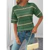 image:imageSHEWIN Womens Tops Crewneck Short Sleeve Sweater Pullover Knit Striped Shirt Spring Outfits for Women 2026Green