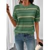 image:imageSHEWIN Womens Tops Crewneck Short Sleeve Sweater Pullover Knit Striped Shirt Spring Outfits for Women 2026Green