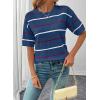 image:imageSHEWIN Womens Tops Crewneck Short Sleeve Sweater Pullover Knit Striped Shirt Spring Outfits for Women 2026Navy Blue