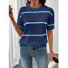 image:imageSHEWIN Womens Tops Crewneck Short Sleeve Sweater Pullover Knit Striped Shirt Spring Outfits for Women 2026Navy Blue