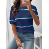 image:imageSHEWIN Womens Tops Crewneck Short Sleeve Sweater Pullover Knit Striped Shirt Spring Outfits for Women 2026Navy Blue