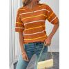 image:imageSHEWIN Womens Tops Crewneck Short Sleeve Sweater Pullover Knit Striped Shirt Spring Outfits for Women 2026Orange
