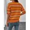 image:imageSHEWIN Womens Tops Crewneck Short Sleeve Sweater Pullover Knit Striped Shirt Spring Outfits for Women 2026Orange