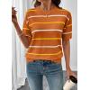 image:imageSHEWIN Womens Tops Crewneck Short Sleeve Sweater Pullover Knit Striped Shirt Spring Outfits for Women 2026Orange