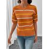 image:imageSHEWIN Womens Tops Crewneck Short Sleeve Sweater Pullover Knit Striped Shirt Spring Outfits for Women 2026Orange
