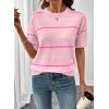 image:imageSHEWIN Womens Tops Crewneck Short Sleeve Sweater Pullover Knit Striped Shirt Spring Outfits for Women 2026Pink