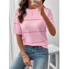 image:imageSHEWIN Womens Tops Crewneck Short Sleeve Sweater Pullover Knit Striped Shirt Spring Outfits for Women 2026Pink