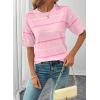 image:imageSHEWIN Womens Tops Crewneck Short Sleeve Sweater Pullover Knit Striped Shirt Spring Outfits for Women 2026Pink