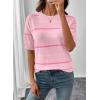 image:imageSHEWIN Womens Tops Crewneck Short Sleeve Sweater Pullover Knit Striped Shirt Spring Outfits for Women 2026Pink