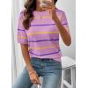 image:imageSHEWIN Womens Tops Crewneck Short Sleeve Sweater Pullover Knit Striped Shirt Spring Outfits for Women 2026Purple