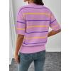 image:imageSHEWIN Womens Tops Crewneck Short Sleeve Sweater Pullover Knit Striped Shirt Spring Outfits for Women 2026Purple