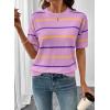 image:imageSHEWIN Womens Tops Crewneck Short Sleeve Sweater Pullover Knit Striped Shirt Spring Outfits for Women 2026Purple