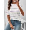 image:imageSHEWIN Womens Tops Crewneck Short Sleeve Sweater Pullover Knit Striped Shirt Spring Outfits for Women 2026White