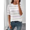 image:imageSHEWIN Womens Tops Crewneck Short Sleeve Sweater Pullover Knit Striped Shirt Spring Outfits for Women 2026White