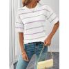 image:imageSHEWIN Womens Tops Crewneck Short Sleeve Sweater Pullover Knit Striped Shirt Spring Outfits for Women 2026White