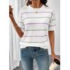 image:imageSHEWIN Womens Tops Crewneck Short Sleeve Sweater Pullover Knit Striped Shirt Spring Outfits for Women 2026White